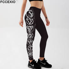 FCCEXIO Women Leggings High Waist Fitness Legging White Totem Graphics Print Leggins Female Pants Workout Legging Slim Trousers 2024 - buy cheap