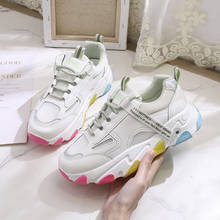 2020 Fashion Platform Sneakers Appliques Women Chunky Sneakers Platform Tenis Female Trainers Casual Shoes Lace Up Cute Shoes 2024 - buy cheap