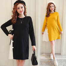 New M-2XL Maternity Clothes Autumn Long Sleeve Cotton Pregnant Dress Black Yellow Pregnancy Clothes For Pregnant Women 2024 - buy cheap