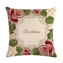 Floral Vintage Cushion Cover Retro Flowers Fauxlinen Pillowcase for Couch Sofa Chair Decorative Pillow Covers Home Decor 45*45cm 2024 - buy cheap