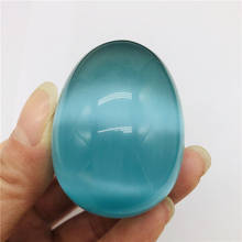Piedra de Ojo de Gato Azul de gran tamaño, espécimen en forma de huevo, Gema de cristal curativo, Reiki, piedras naturales y minerales 2024 - compra barato