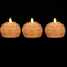 Pack of 3 AAA Battery Operated Flameless Moving Wick Lotus Candles,7.2x8.2 cm Flower LED Dancing Flame Candle Light 2024 - buy cheap