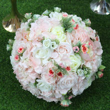 Настроить 36 см искусственные розы Свадебный декор стола цветочный шар центральные части декор для фона праздничный стол цветочный дорожный свинцовый цветок 2024 - купить недорого