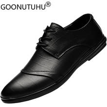 2020 Стильные Мужские модельные туфли из натуральной кожи; Классические коричневые и черные туфли на шнуровке; Мужские вечерние туфли в деловом стиле; Размеры 36-46 2024 - купить недорого