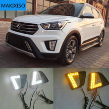 Farol de neblina led drl para hyundai, 2 peças, ix25 creta 2014 2015, 2016, luz diurna, lâmpada, capa, estilo de carro 2024 - compre barato