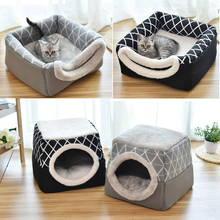 Pet bed for Cats Dogs Soft Nest Kennel Bed Cave House Sleeping Bag Mat Pad Tent Pets Winter Warm Cozy Beds 2 Size L XL 2 Colors 2024 - купить недорого