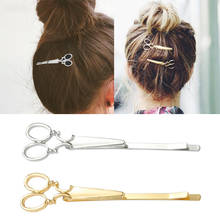 1PC Creative Scissors Shape Chic Women Golden Silvery Scissors Shape Hair Clip Hair Pin Headwear T0949 2024 - buy cheap