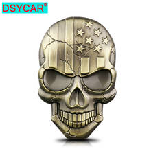 DSYCAR 1Pcs 3D Metal Car Decoration Metal America Flag Skull Adhesive Car Badge Emblem Sticker for Universal Cars 2024 - buy cheap