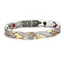 Nova pulseira magnética saudável para mulheres terapia de energia ímãs magnetite pulseiras pulseiras masculino cuidados de saúde jóias inoxidável 2024 - compre barato