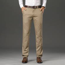 Calça social masculina, calça slim reta para homens, anti-rugas, casual, de qualidade social, plus size 29-44 2024 - compre barato