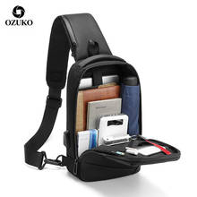 Нагрудная сумка OZUKO мужская с USB-зарядкой, водонепроницаемый мессенджер, слинг для коротких поездок, вместительный мешок на плечо, Черная 2024 - купить недорого