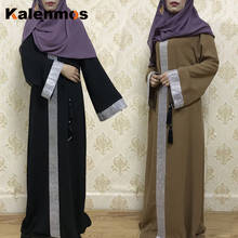 Vestido Abaya musulmán árabe de Dubái para mujer, Vestido largo de encaje con diamantes de imitación, Kimono, ropa interior, caftán, Hijab 2024 - compra barato