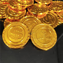 50/100 pçs ouro pirata tesouro moedas de plástico ouro crânio moeda para festa de halloween cosplay adereços crianças festa brinquedos tesouro moedas 5z 2024 - compre barato