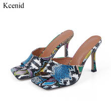 Kcenid-Zapatillas de tacón alto de 10cm para mujer, sandalias sexys con punta cuadrada, sin cordones, para verano, 2020 2024 - compra barato