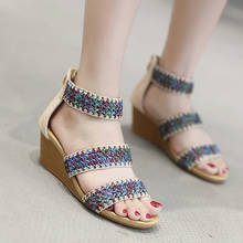 SIKETU Summer Bohemian Style Straw Roman Women's Sandals Vacation Leisure Seaside Beach Wedge Mid-Heels Women Sandals 2024 - купить недорого