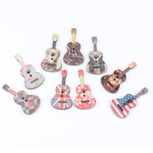 Botones de madera para decoración de guitarra mixta, accesorios para costura artesanía, Scrapbooking Diy, 2 agujeros, 18x36mm, 30 Uds. 2024 - compra barato