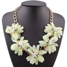Wholesale Hot Autumn New Trendy Fashion Gold Color Chain Statement Chunky Flower Pendant Necklace for Women Jewelry 2024 - buy cheap