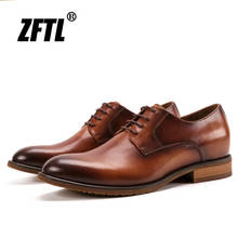 ZFTL-zapatos de vestir para hombre, calzado de negocios de cuero genuino, Oxford, formal, con cordones, Retro, Derby 2024 - compra barato