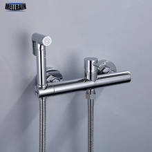Matte Black & Chrome Bathroom Bidet Sprayer Kit. Solid Brass Hot and Cold Mixer Wall Mounted Bidet Faucet 2024 - buy cheap