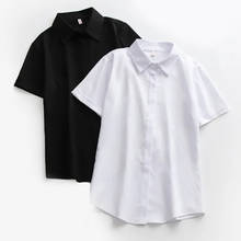 JMPRS Plus Size Women White Shirt Summer Short Sleeve Office Ladies Black Button Up Tops Loose Solid Casual Blouse S-5XL New 2024 - buy cheap