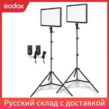 Godox 2 шт. LEDP260C ультратонкая 30 Вт 3300-5600k Светодиодная панель для видеосъемки с 2 шт. 2 м осветительная подставка для видеостудии 2024 - купить недорого