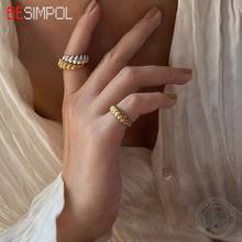 Besimpol-Anillo de plata de ley 100% 925 auténtica para mujer, anillos de oro de Croissant individuales de estilo francés, joyería fina, regalos 2024 - compra barato