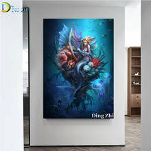 Pintura de diamante 5D para mosaico, pintura de mundo submarino, Medusa y Sirena, punto de cruz Diy, bordado de diamantes de imitación cuadrados y redondos 2024 - compra barato