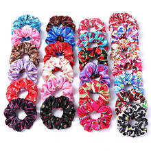 New Satin Printed Flower Floral Scrunchie Women Girls Elastic Hair Rubber Bands Accessories Tie Hair Ring Rope Holder Headdress 2024 - buy cheap