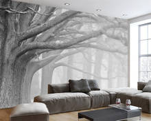 WELLYU3D Wallpaper modern minimalist gray fog tree TV background wall 3d living room bedroom mural home decoration wallpaper3D 2024 - buy cheap