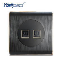 Wallpad TEL DATA RJ45 CAT6  Wall Socket Electric Outlet Black PC Brushed Panel For Home 2024 - buy cheap