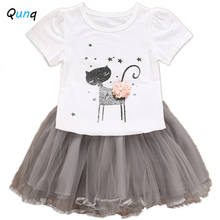 Qunq-ropa de verano para niñas, camiseta de gato, falda para niñas princesas, conjunto de 2, 3, 4, 5, 6, 7 años, novedad de 2020 2024 - compra barato