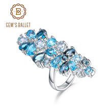 Женское кольцо из серебра 925 пробы с натуральным лондонским голубым топазом 2024 - купить недорого