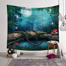 CAMMITEVER Fairy Story Scene Mystery Forest Wooden Cabin Mushroom Houses Natural Scenery Durable Printed Polyester Tapestry 2024 - buy cheap