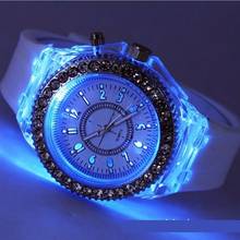 Reloj de cuarzo de cristal con retroiluminación LED, resistente al agua, luminoso, de pulsera, 5 colores 2024 - compra barato