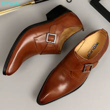 QYFCIOUFU/Мужская официальная обувь; Мужские оксфорды из натуральной кожи; Черные модельные туфли; Свадебная обувь; Кожаные броги с пряжкой; 2020 2024 - купить недорого