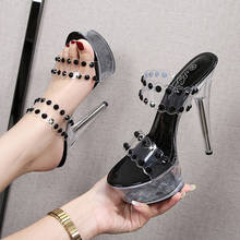 Sandálias stiletto 13cm 15cm 17cm, transparente cristal claro moda feminina salto alto fino sapatos plataforma ws0361 2024 - compre barato