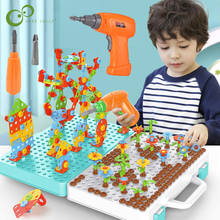 Quebra-cabeças de mosaico 3d para crianças, parafuso de perfuração, brinquedos de tijolos de construção diy, conjunto de broca elétrica para meninos, brinquedo educacional zxh 2024 - compre barato