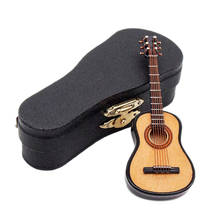 Odoria-guitarra acústica de madera en miniatura, instrumento Musical en miniatura, con caja de soporte, juego de accesorios de decoración para casa de muñecas, 1:12 2024 - compra barato