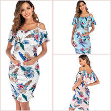 Maternity Womens Dresses Off Shoulder Pregnancy Dresses Ruffle Shoulderless Women Bodycon Dress Summer Pregnant for ladies 2024 - buy cheap