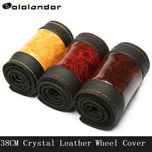 38CM Car Braid Leather with Wood Steering Wheel Cover Hand Sewing Auto Wheels Covers Case with Needle and Thread Universal 2024 - buy cheap