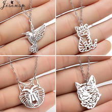 jisensp Fashion Cartoon Cat Statement Necklace for Women Stainless Steel Hummingbird Wolf Pendant Necklace Jewelry collier femme 2024 - buy cheap