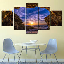 Modern Pictures HD Printed Wall Art Canvas 5 Pieces Cave Sunrise Seascape Paintings Frames Modular Decor Home Living Room Poster 2024 - buy cheap