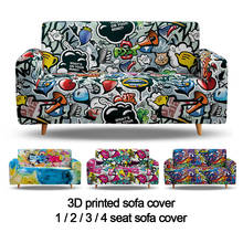 Hip hop sofá capa de estiramento ângulo impresso graffiti elástico capa para canto sofá secional 1 2 3 4 seater slipcover 2024 - compre barato