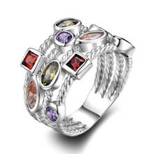 Необычные четырехслойные цветные кольца с цирконием для женщин, подарок для свадебной вечеринки, Женские Блестящие Обручальные кольца со стразами 2024 - купить недорого
