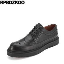 Wingtip-zapatos italianos de cuero genuino para hombre, calzado Formal negro Oxford, Brogue de lujo, alta calidad, estilo británico, gran oferta 2024 - compra barato