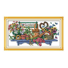 Eu amo jardinagem alegria domingo ponto cruz impresso tecido dmc 11ct 14ct kits de ponto cruz bordado diy artesanal needlework kits 2024 - compre barato