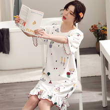 New Arrival Pajamas Summer Ladies Lovely Short Sleeve Nightdress Korean Home Service Medium Long Skirt Women Nightgowns   2024 - buy cheap