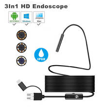 Lente de cámara de 8mm, endoscopio HD 1200P IP68, 1m, 2m, tubo Flexible duro Mirco USB tipo C, boroscopio de inspección de vídeo para portátil Android 2024 - compra barato