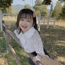 DFXD Spring Autumn Baby White Shirt Fashion Long Sleeve Full Lace Blouses England Style Toddler Girl Shirts 2-7T Kids Clothes 2024 - buy cheap