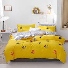 Bedclothes Quality Printed Red Black Crown Comforter Bedding Sets Yellow Duver Cover Sheet PillowCase Bedclothes Bed Cover New 2024 - buy cheap
